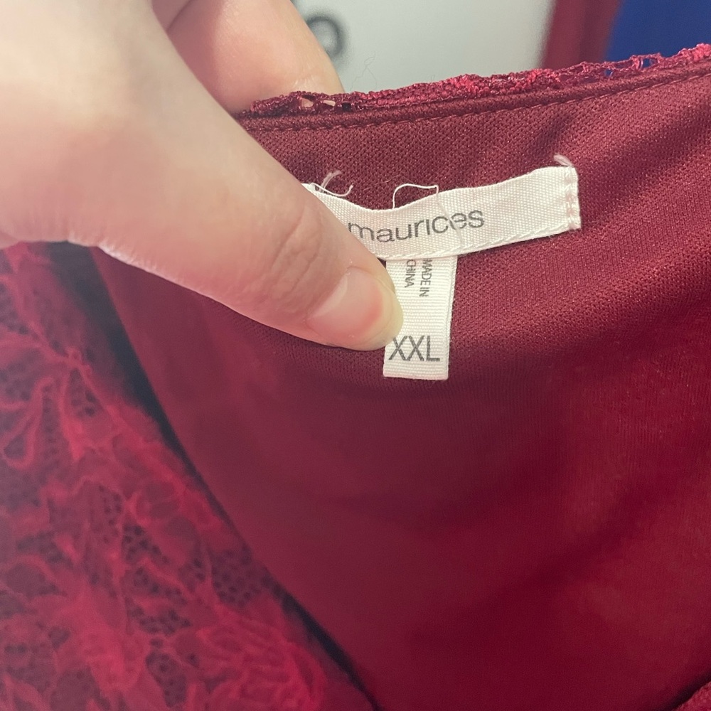 Red Lace Peplum Top - Picture 2 of 4